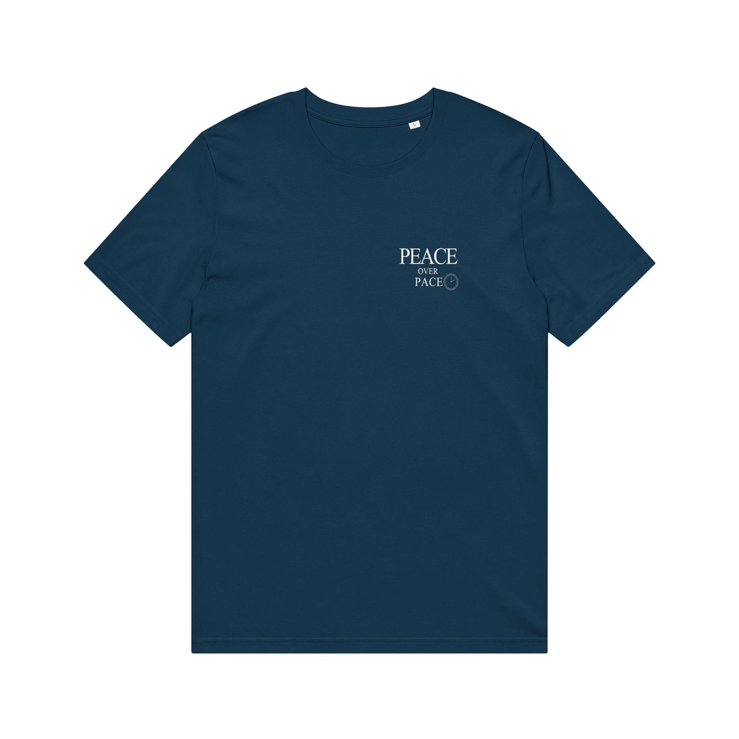Unhurried Peace Over Pace french navy tee — quiet life slow fashion apparel
