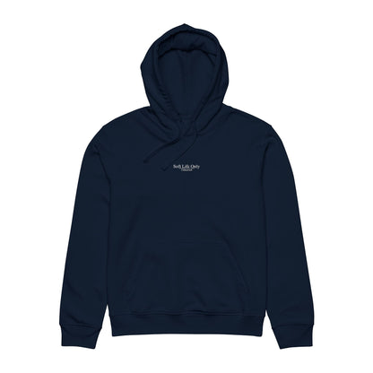 Unhurried Soft Life Only French Navy hoodie — slow living apparel for people who choose to take it easy.
