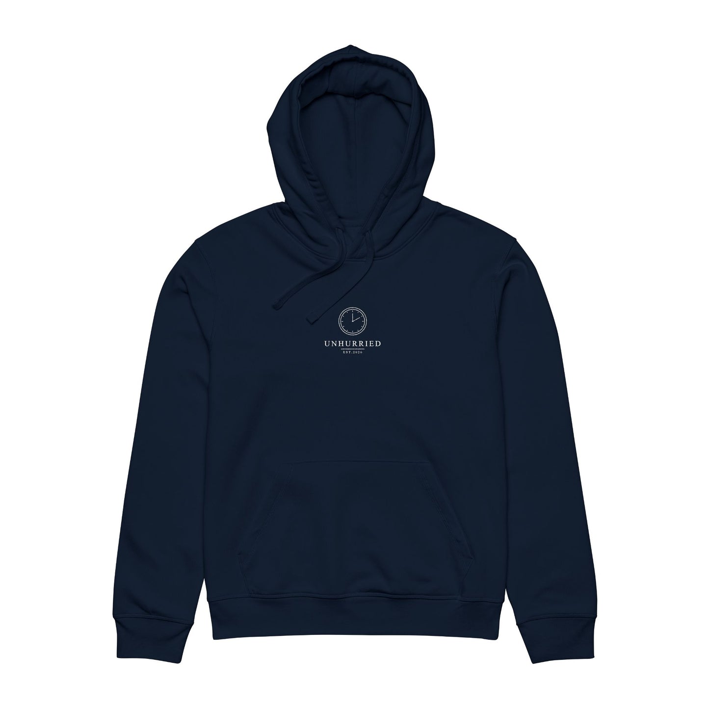 Unhurried hoodie french navy — quiet life apparel slow living hoodie